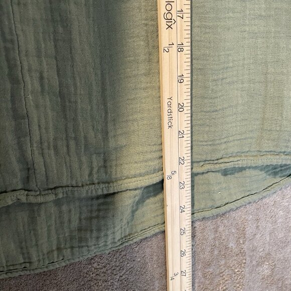 Old Navy Blouse Womens XL Olive Green Textured Cap Short Sleeve Split Neck Shirt - Picture 6 of 6